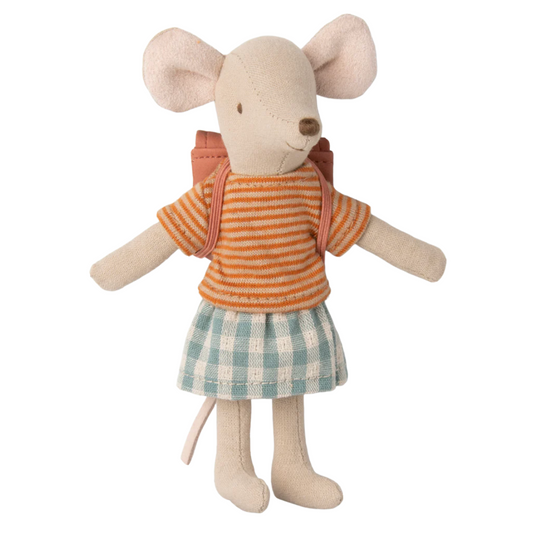 Tricycle Mouse, Big Sister with Bag- Old Rose