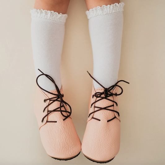 Lace Top Knee High Socks - White
