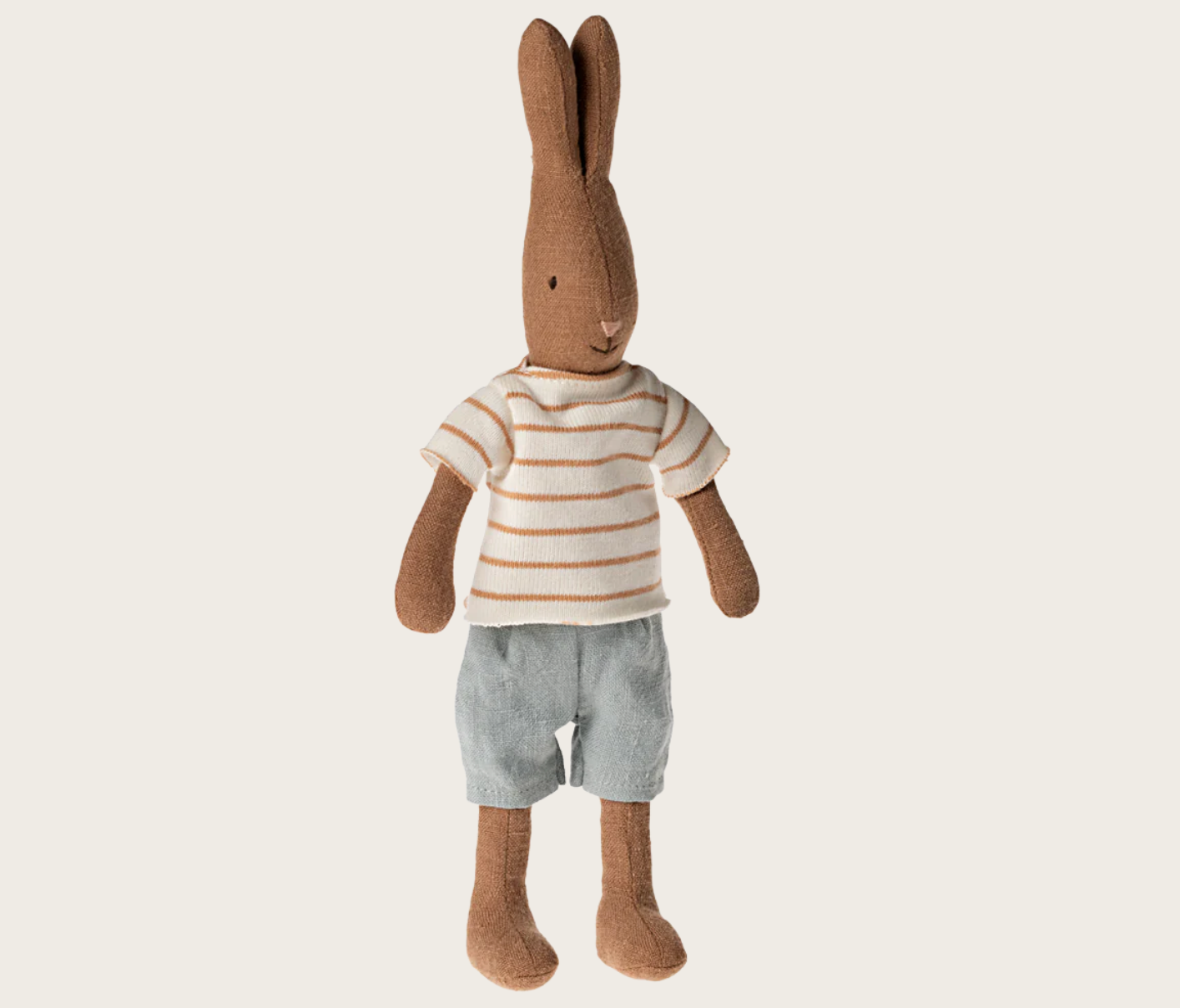Rabbit size 1, Chocolate Brown - Striped Blouse and Shorts
