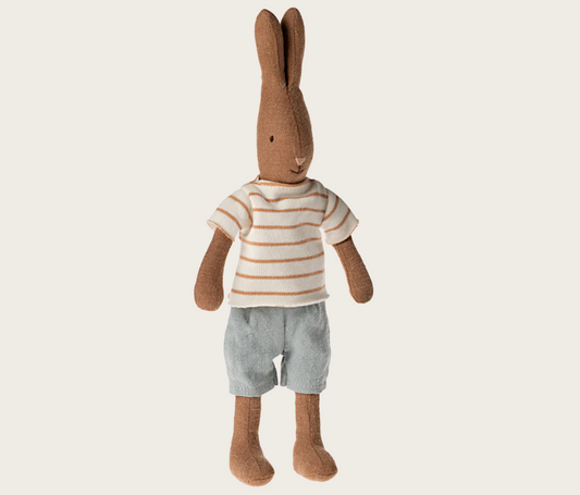 Rabbit size 1, Chocolate Brown - Striped Blouse and Shorts