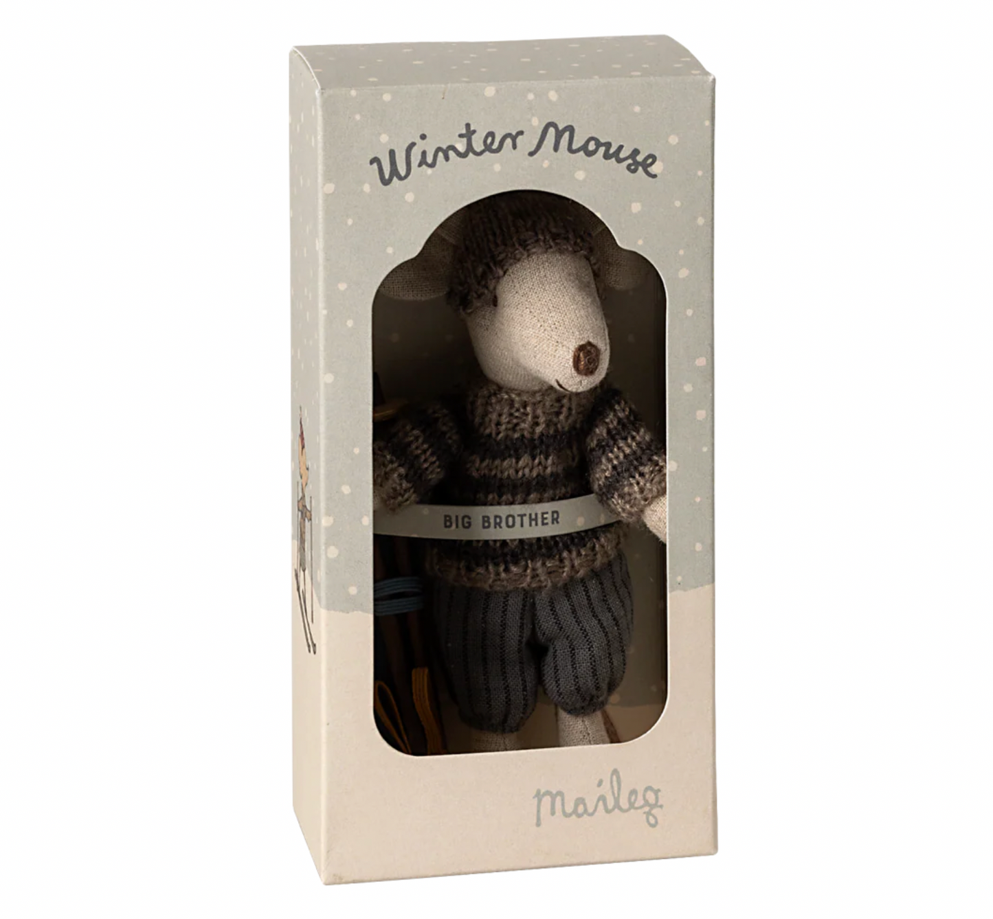 Winter Mouse with Ski Set- Big Brother Grey