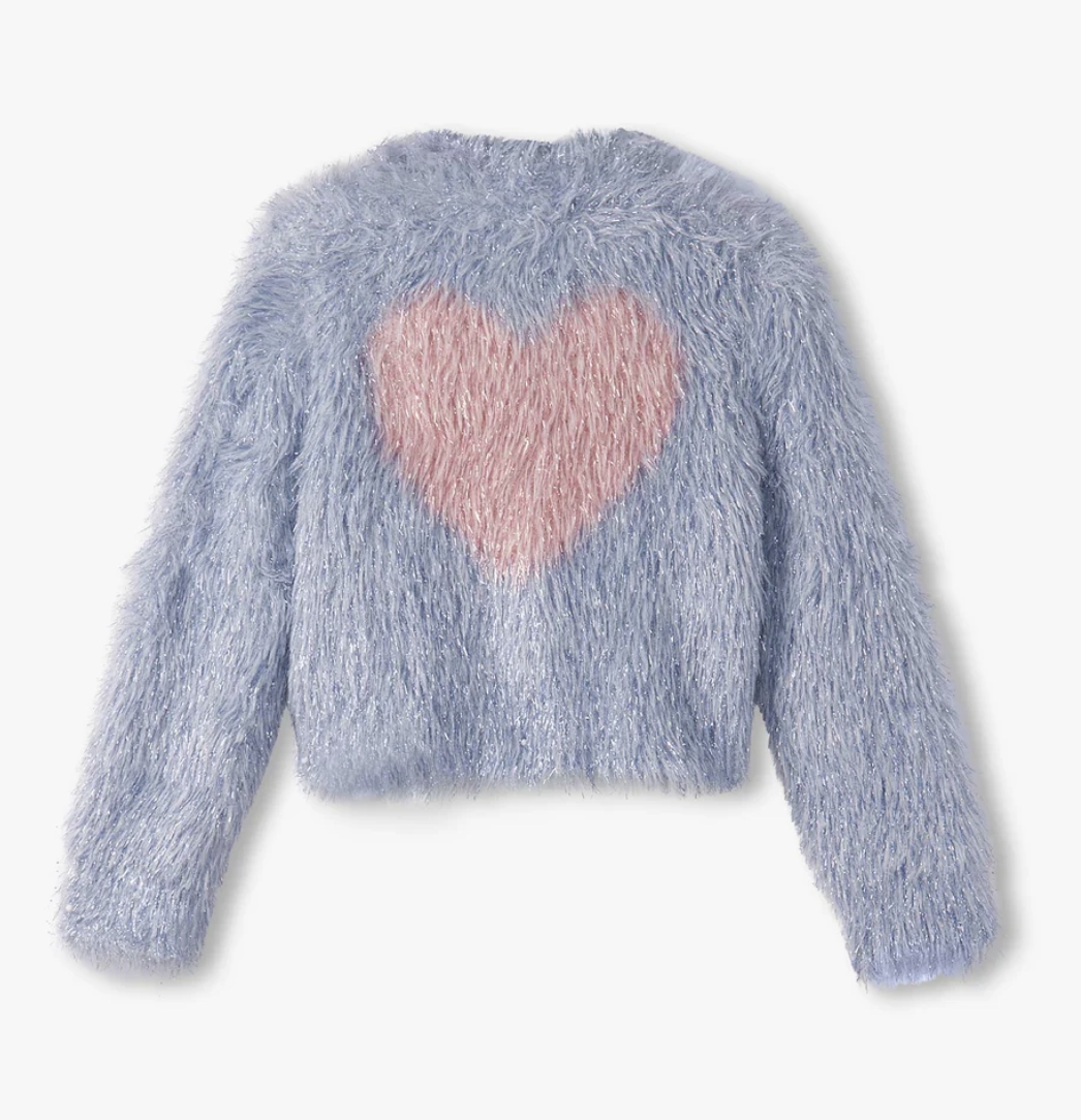 Glitter Heart Metallic Cardigan
