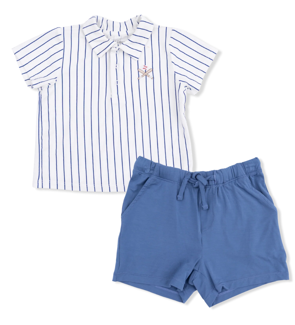 Baseball Stripe Polo & Shorts