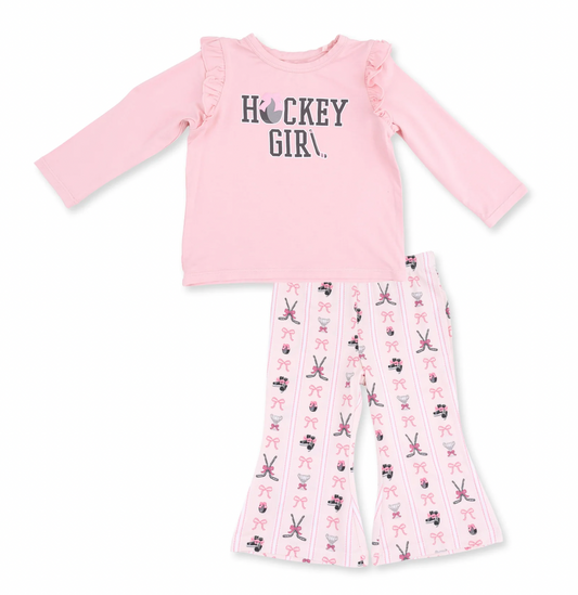 (Baby) Megan's Bowtiful Hockey Stripe- Ruffle Tee and Baby Bells