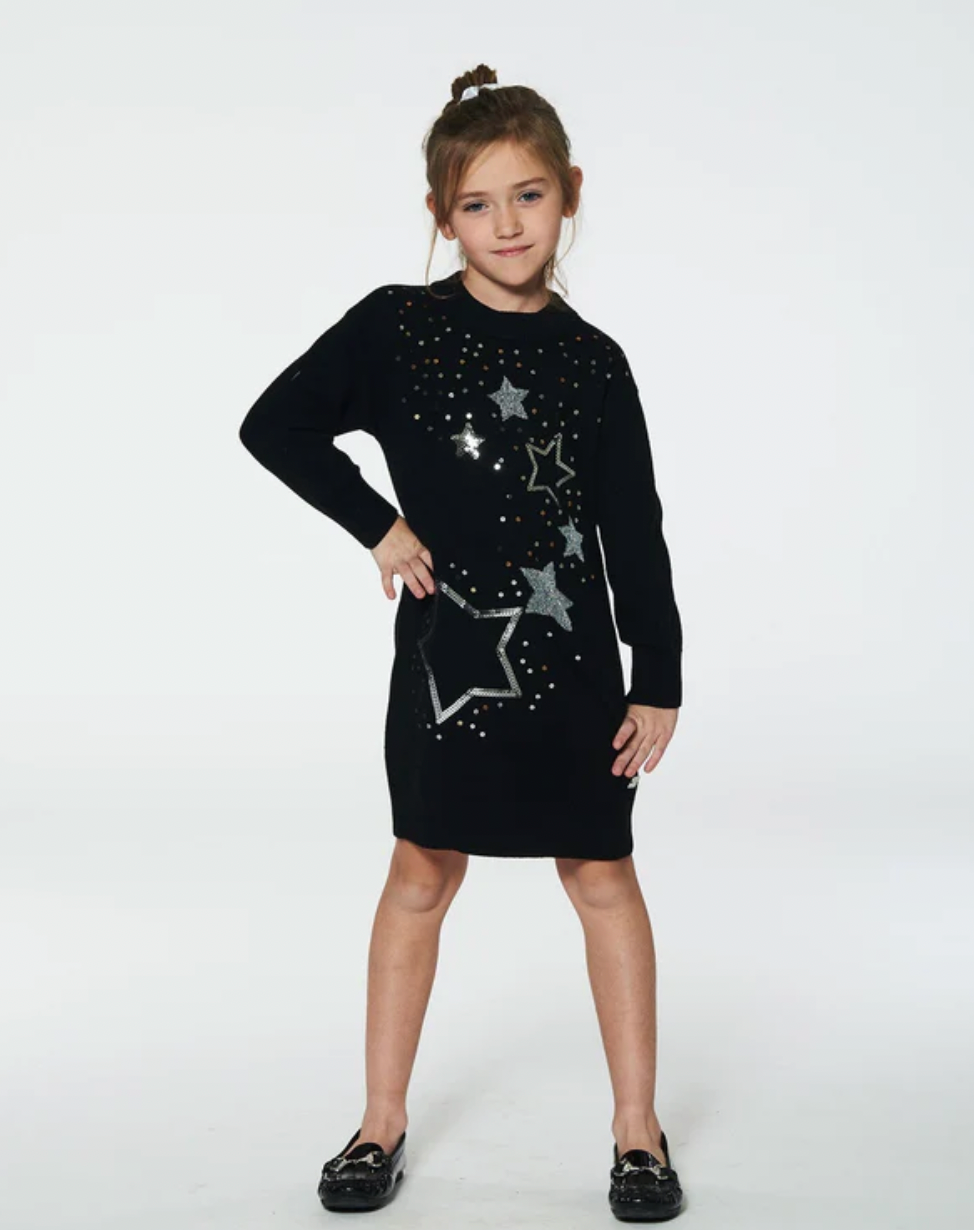 Sequin Stars Black Dress