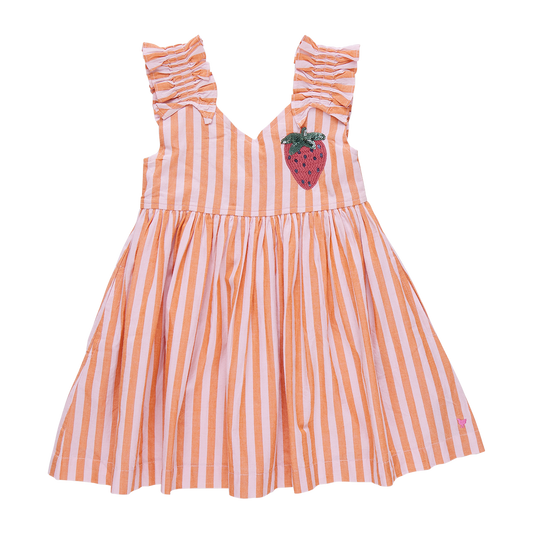 Via Dress - Orange Pink Stripe