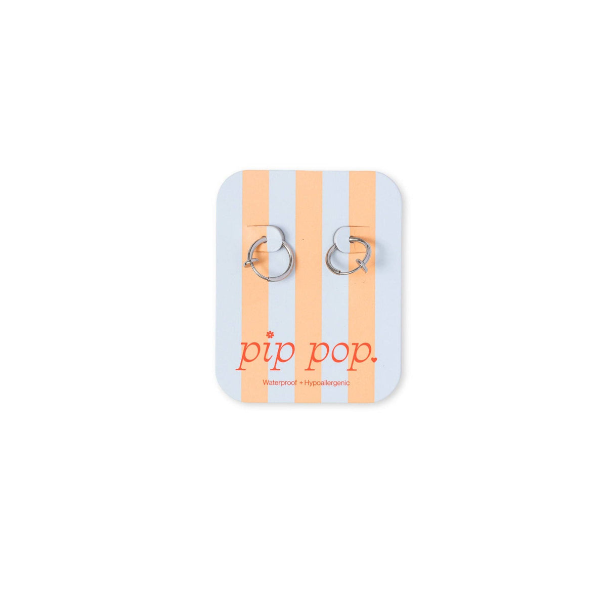Pip Pop Post - Spring Clip On Silver Hoop - Hypoallergenic, Flat Back, Girl