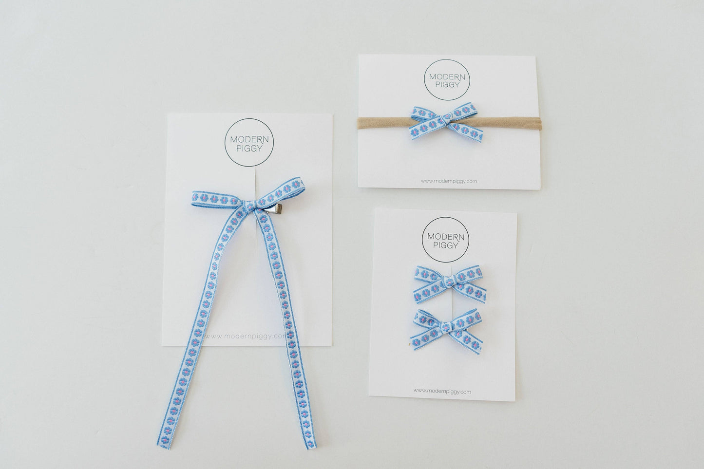 Daisy Chain- Blue | Mini Ribbon Bow Set