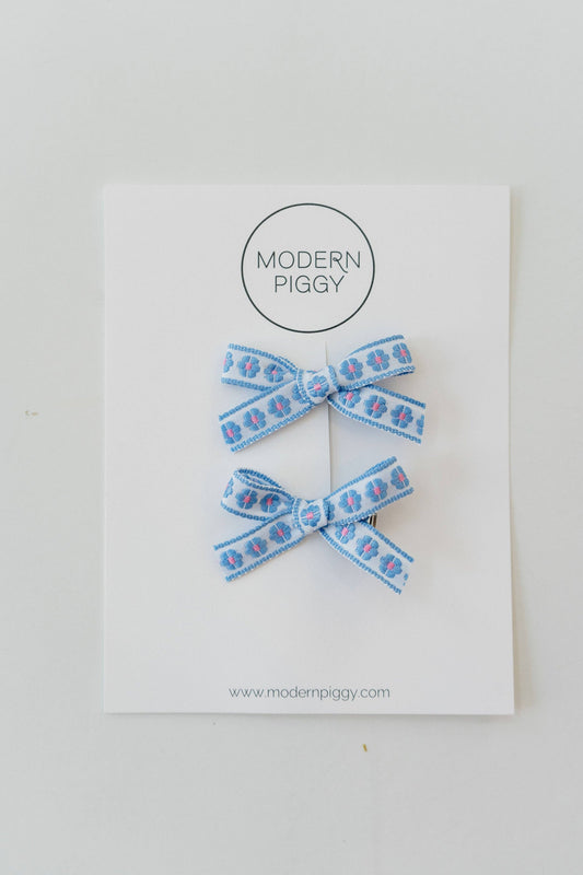 Daisy Chain- Blue | Mini Ribbon Bow Set