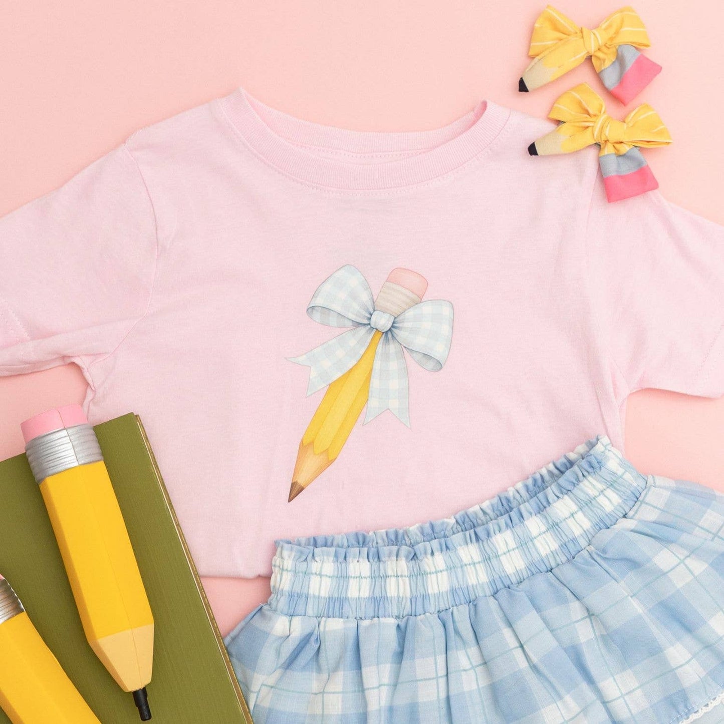 School Days Pencil Bow Clip Set