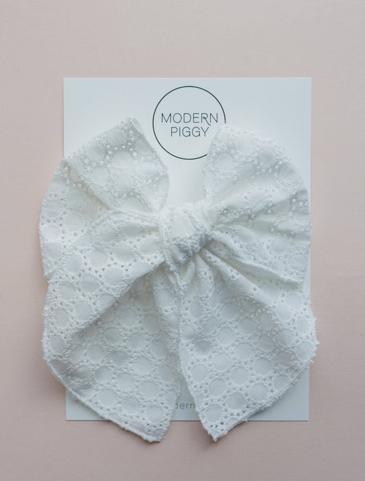 White Eyelet | Party Bow