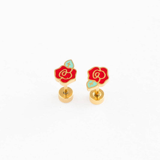 Rose Screw-Back Earrings