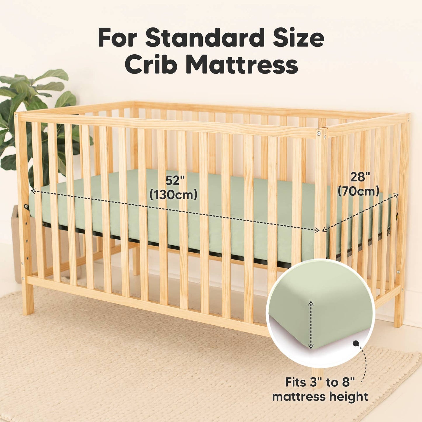 2pk Waterproof Crib Sheets - Avocado