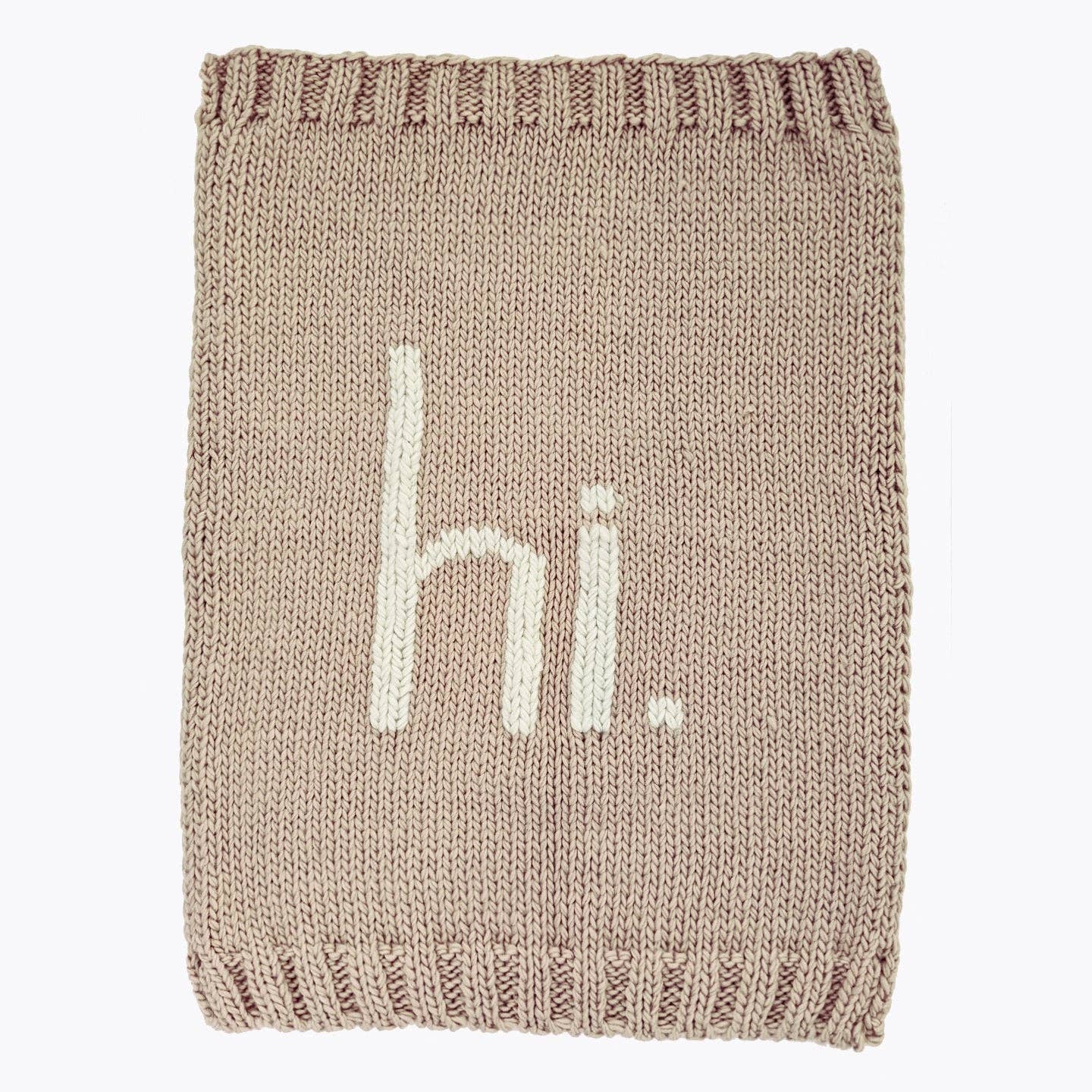 Hi. Hand Knit Baby Blanket - Pebble