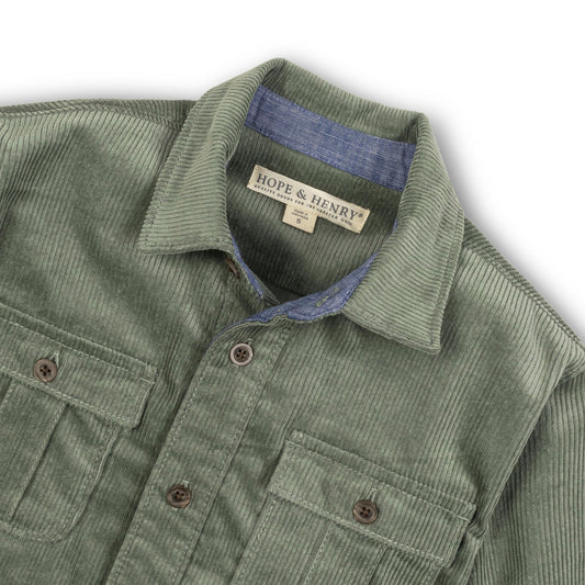 Organic Sage Corduroy Flap Pocket Shirt