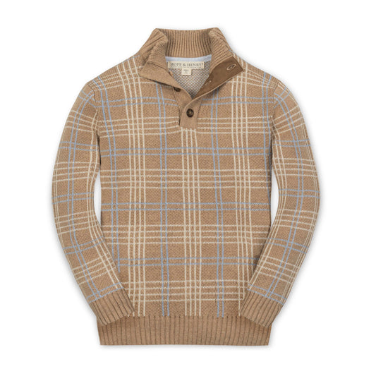 Organic Plaid Mock Neck Sweater