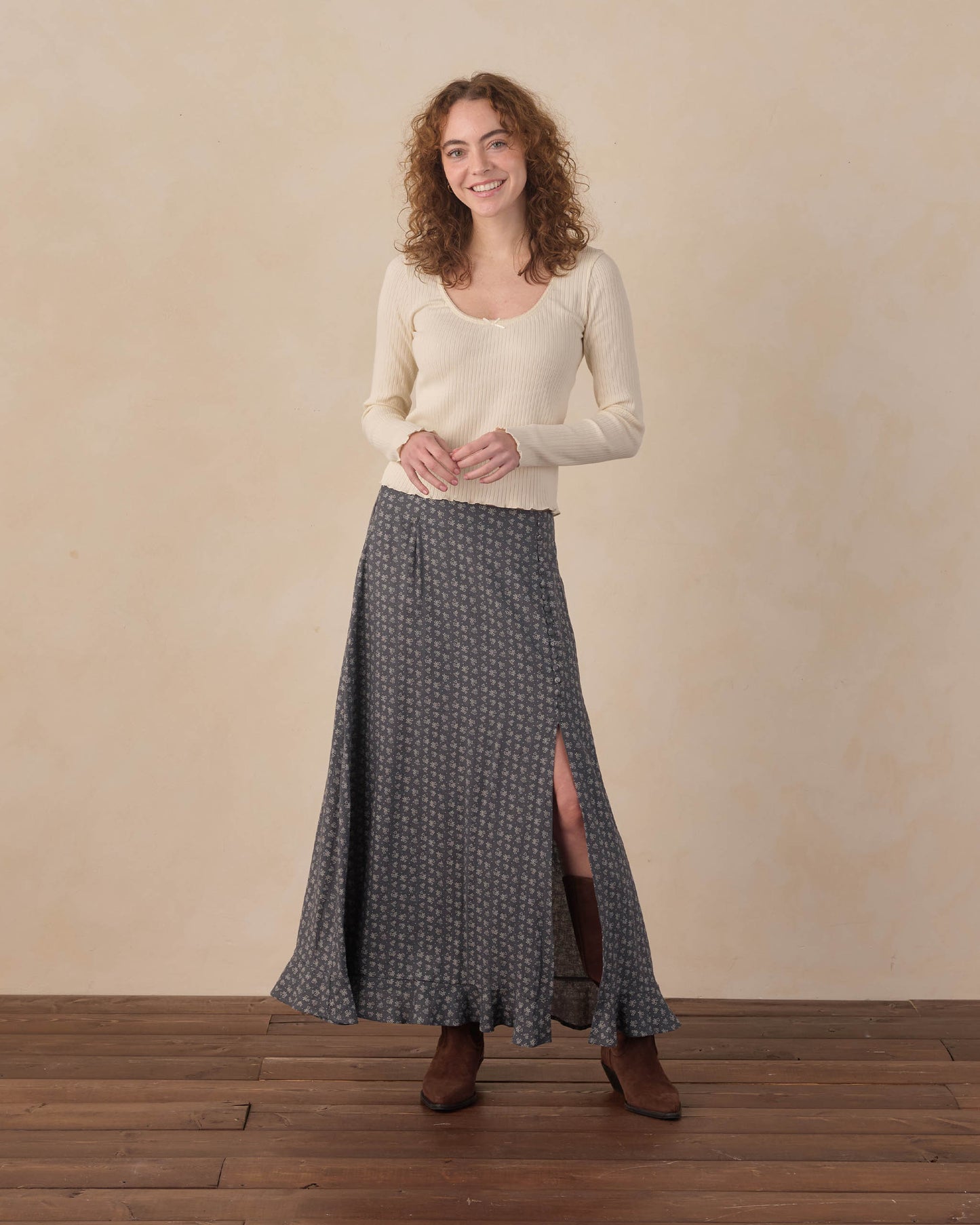 Women's Button Slit Skirt- Heart