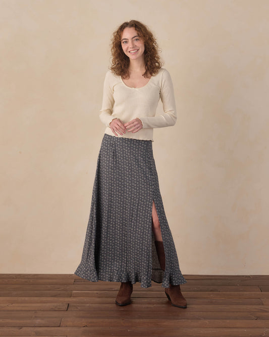 Women's Button Slit Skirt- Heart