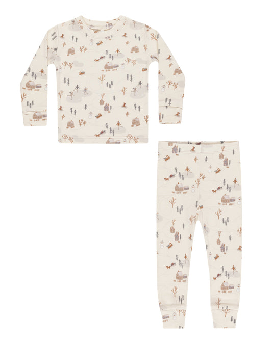Organic Long Sleeve Pajamas - Winter Town