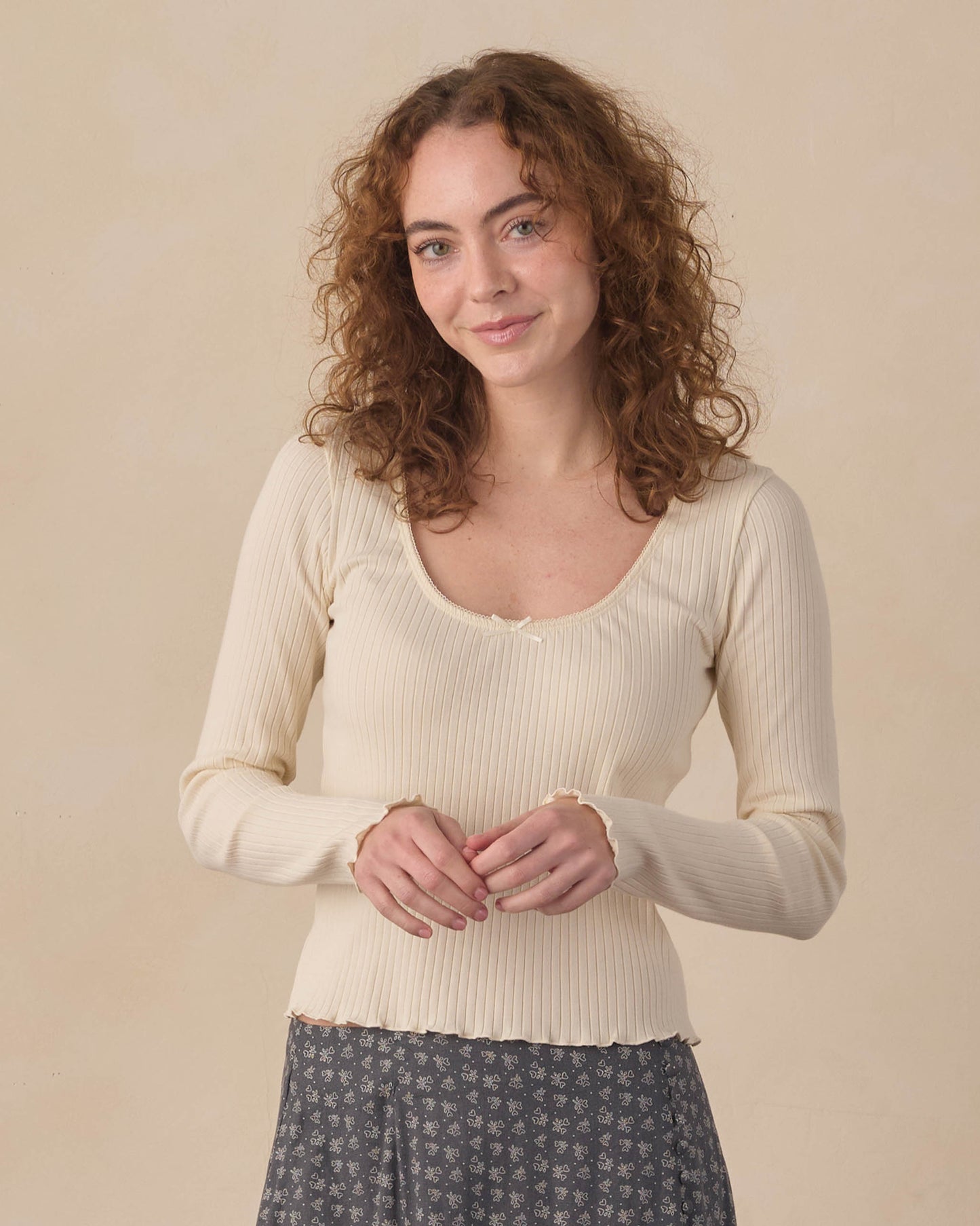 Women's Ribbed Long Sleeve- Natural
