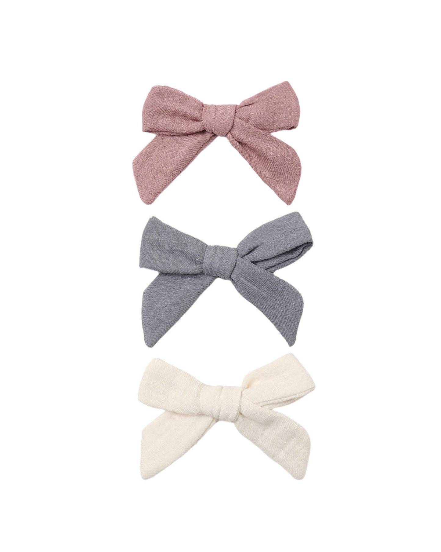 Bow Clip Set- Mulberry, Slate, Natural