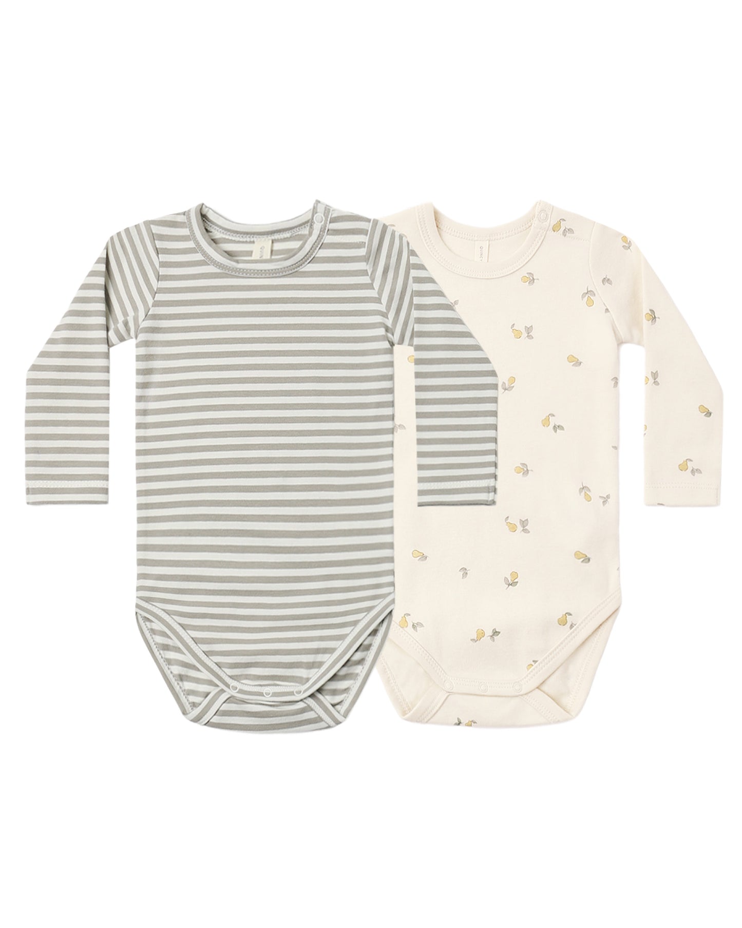 Ribbed Bodysuit Two-Pack: Pears + Laurel Stripe