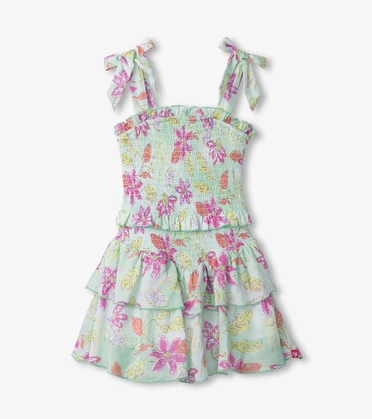Distressed Floral Smocked Angel Dress