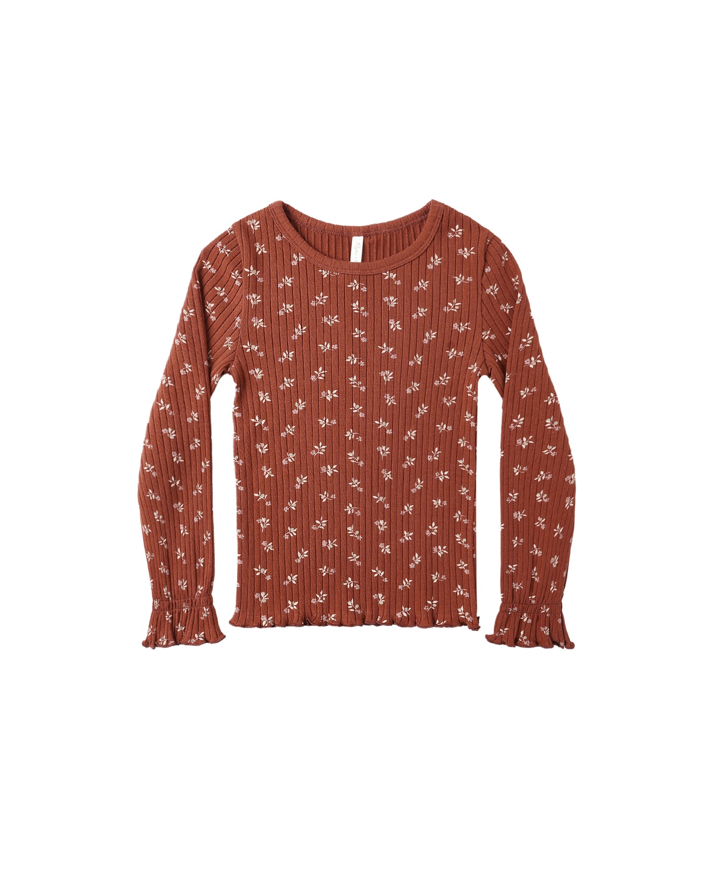Ribbed Long Sleeve Top - Ruby Ditsy