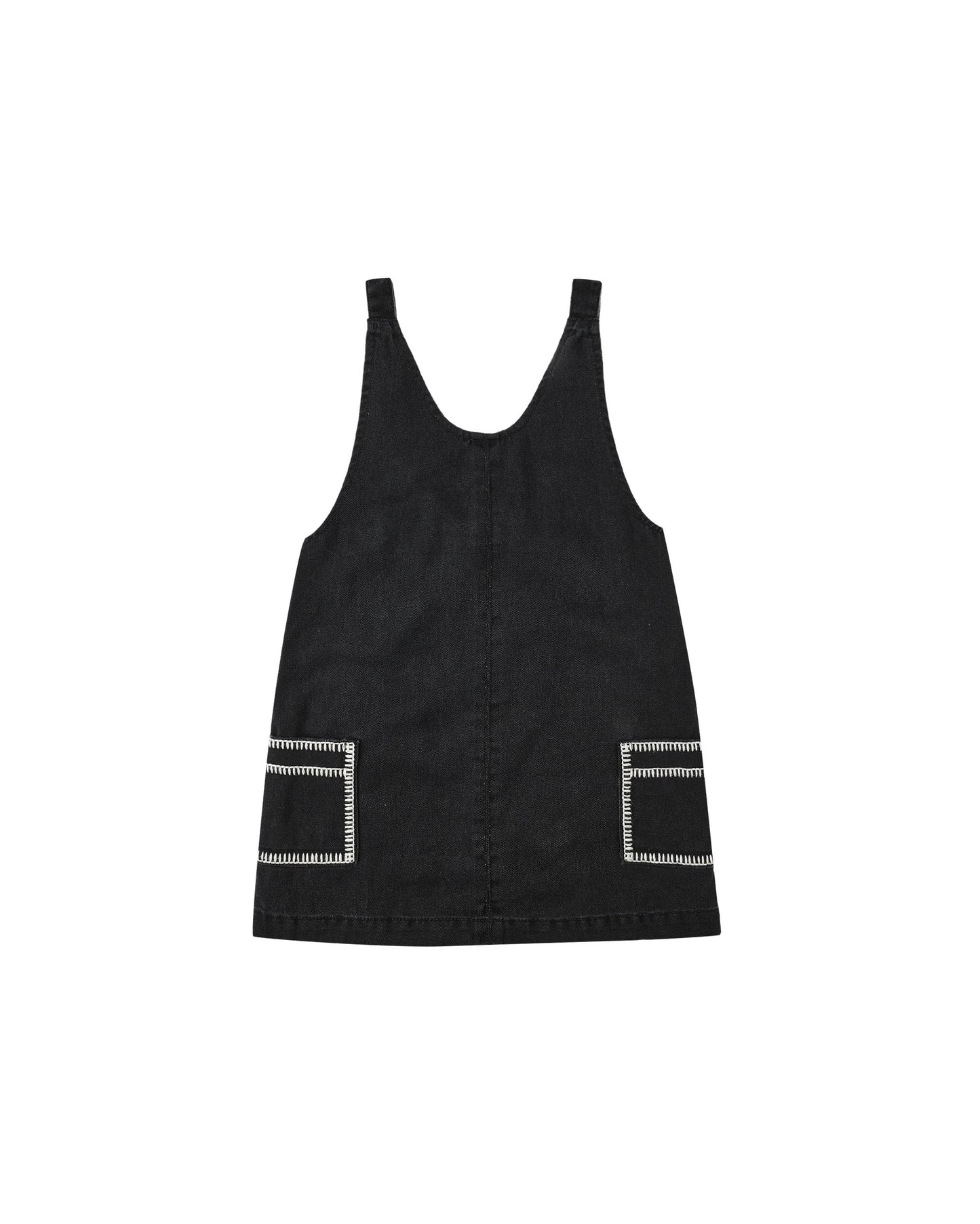 V-Neck Overall Dress - Washed Black
