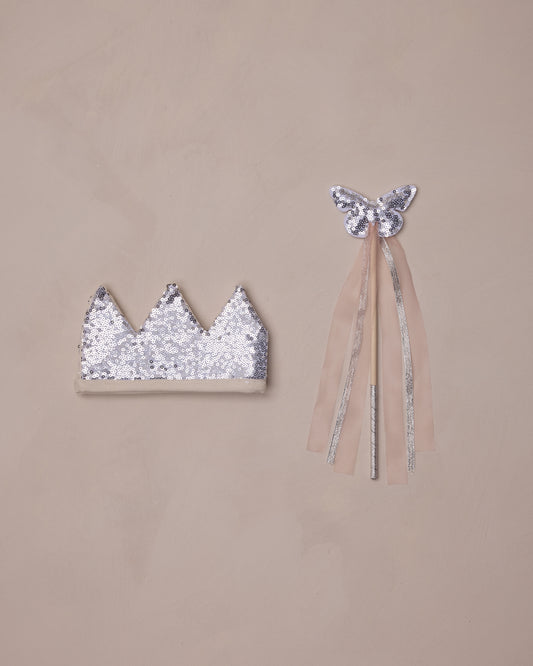 Crown + Wand - Silver Sequin