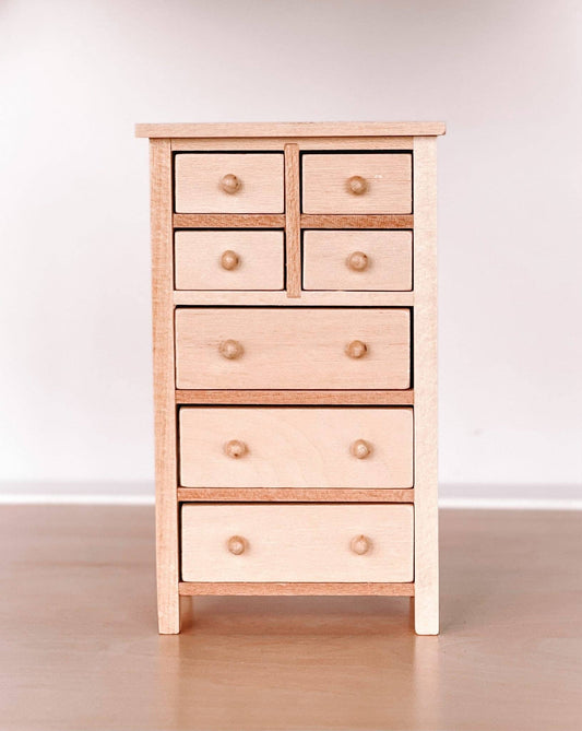Macy Mae Dollhouse Designs - Dollhouse Tall Dresser | Wood Knobs