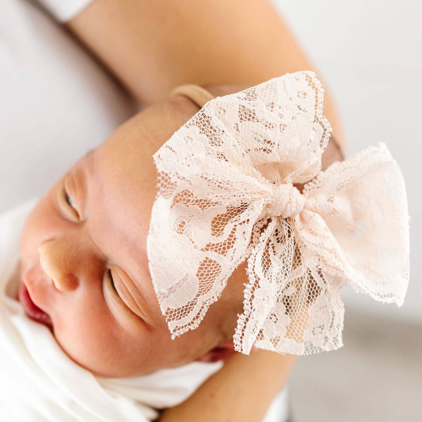 Lace Bow - Blush Headband