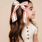 Ribbon Bow - Red Stripe Sash Clip