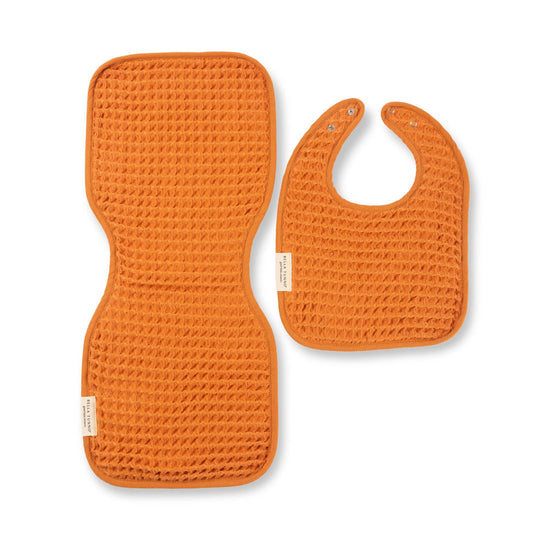 Reversible Bib + Burp Set - Pumpkin