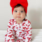 Red Bows / Organic Pointelle 2-Way Zip Footie