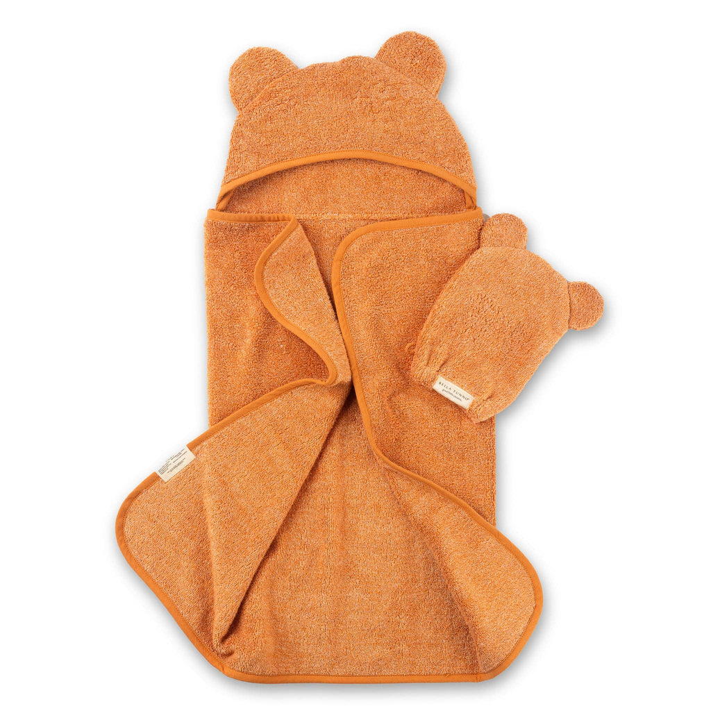 Hooded Towel + Wash Mitt Set - Pumpkin