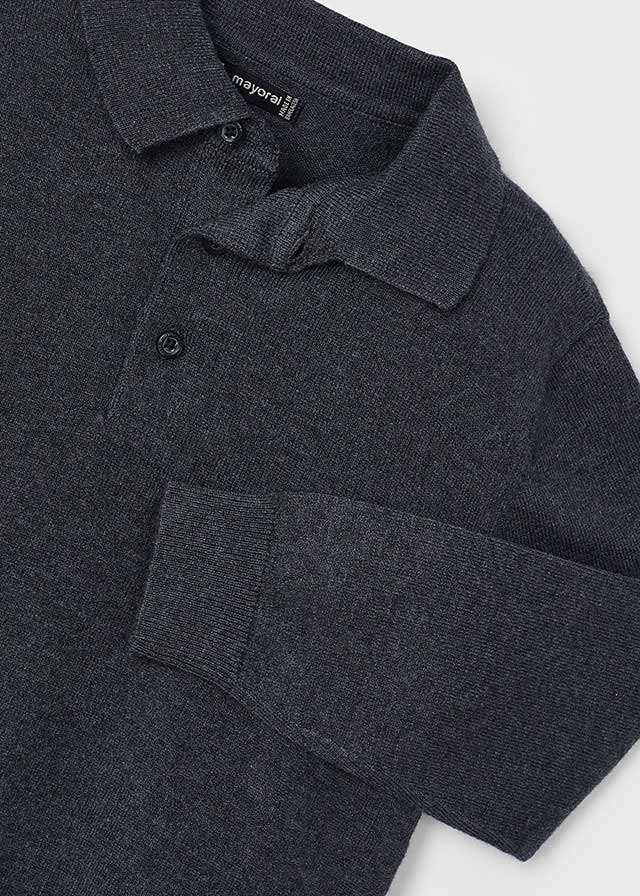 Charcoal Knit Polo- Little Boys