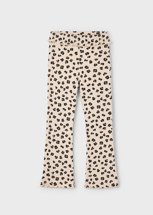 Leopard print pants on a white background