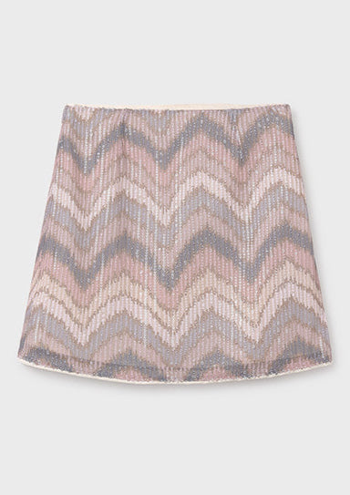 Patterned skirt on a light gray background