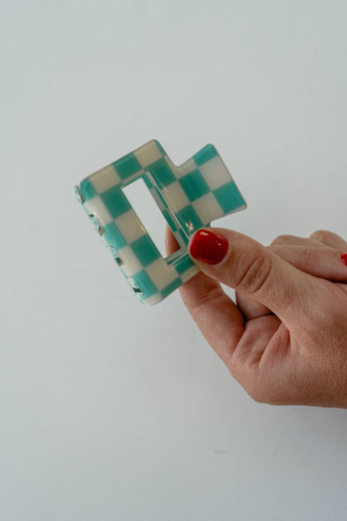 Sunny Check- Turquoise | Claw Clip