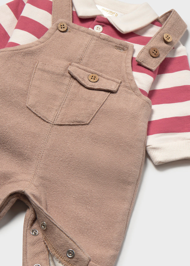 Striped Polo and Baby Overall Set
