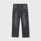 Soft Denim Cargo Pants- Charcoal