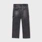Soft Denim Cargo Pants- Charcoal