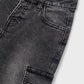 Soft Denim Cargo Pants- Charcoal