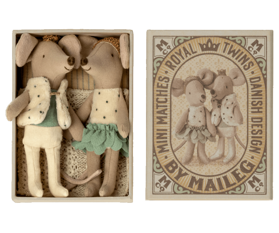 Royal Twins Mice, Little Brother & Sister in Matchbox