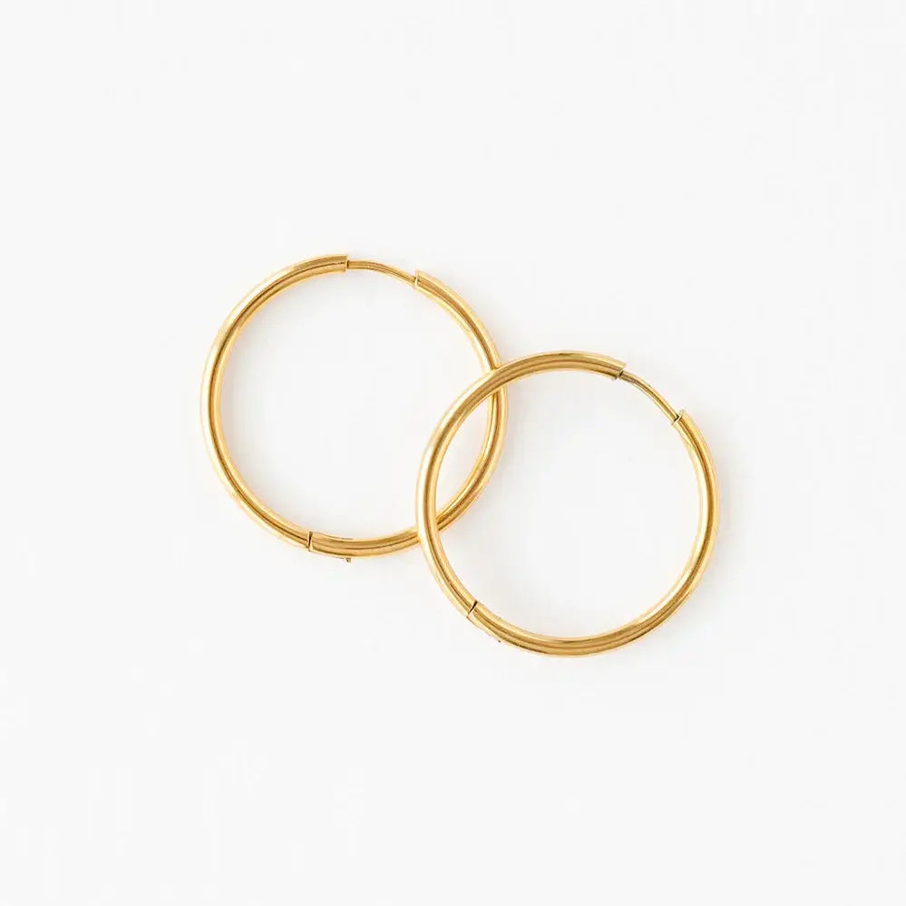Pip Pop Post - Endless Hoop Thin Gold Earrings - Hypoallergenic, Girl Gift: Gold / 22 mm