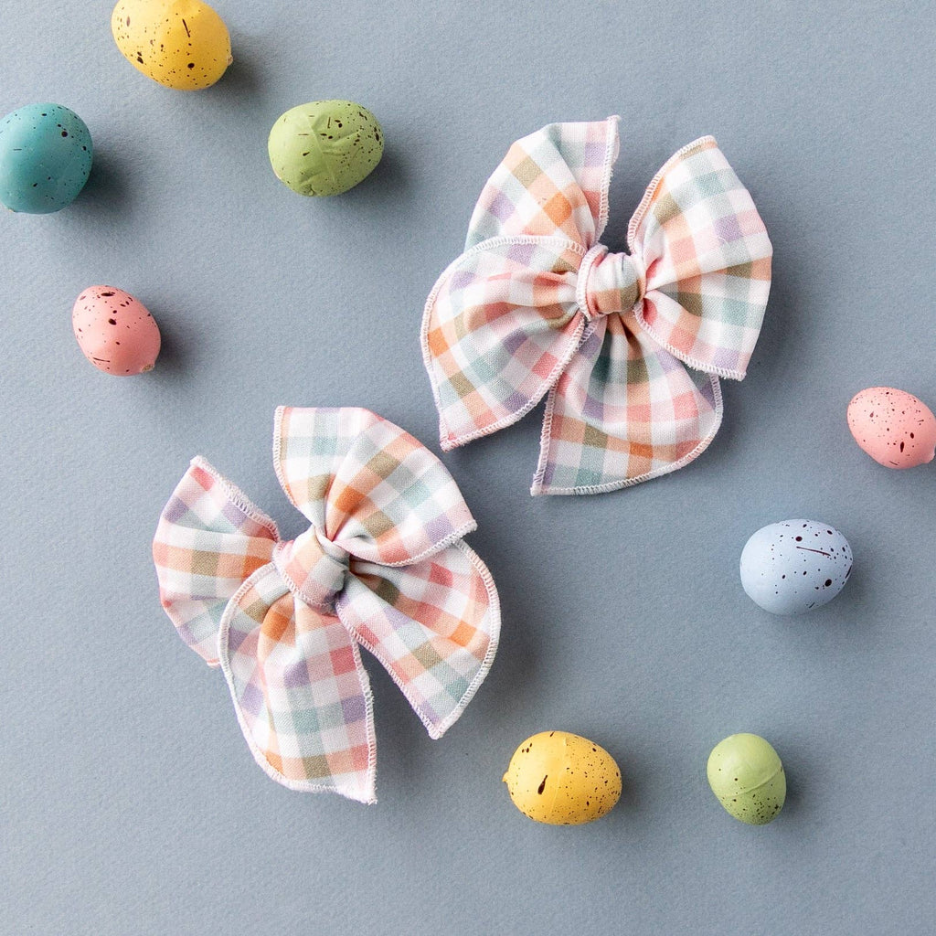 Easter Gingham | Pigtail Set - Petite Party Bow
