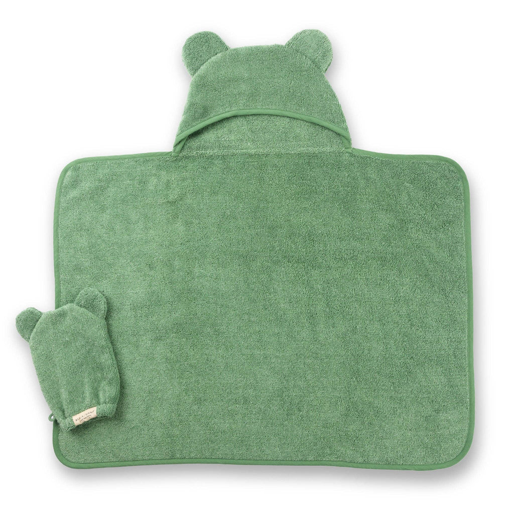 Hooded Towel + Wash Mitt Set - Sea Foam