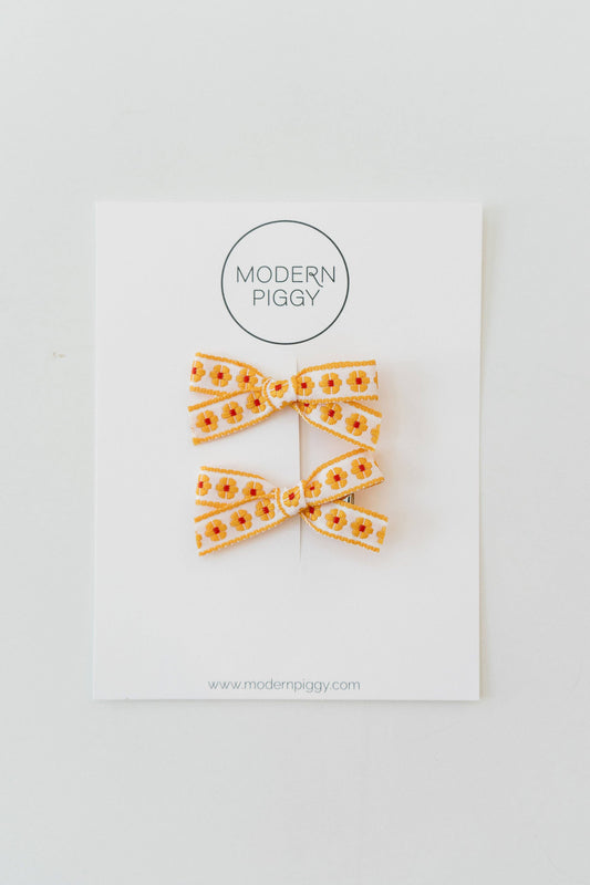 Daisy Chain- Yellow | Mini Ribbon Bow Set