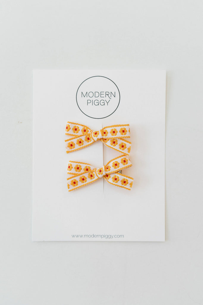 Daisy Chain- Yellow | Mini Ribbon Bow Set